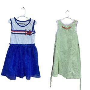 Lot of 2 Medium 6X Disney Minnie Mouse Oci Cotton Blend Glitter Summer Dresses